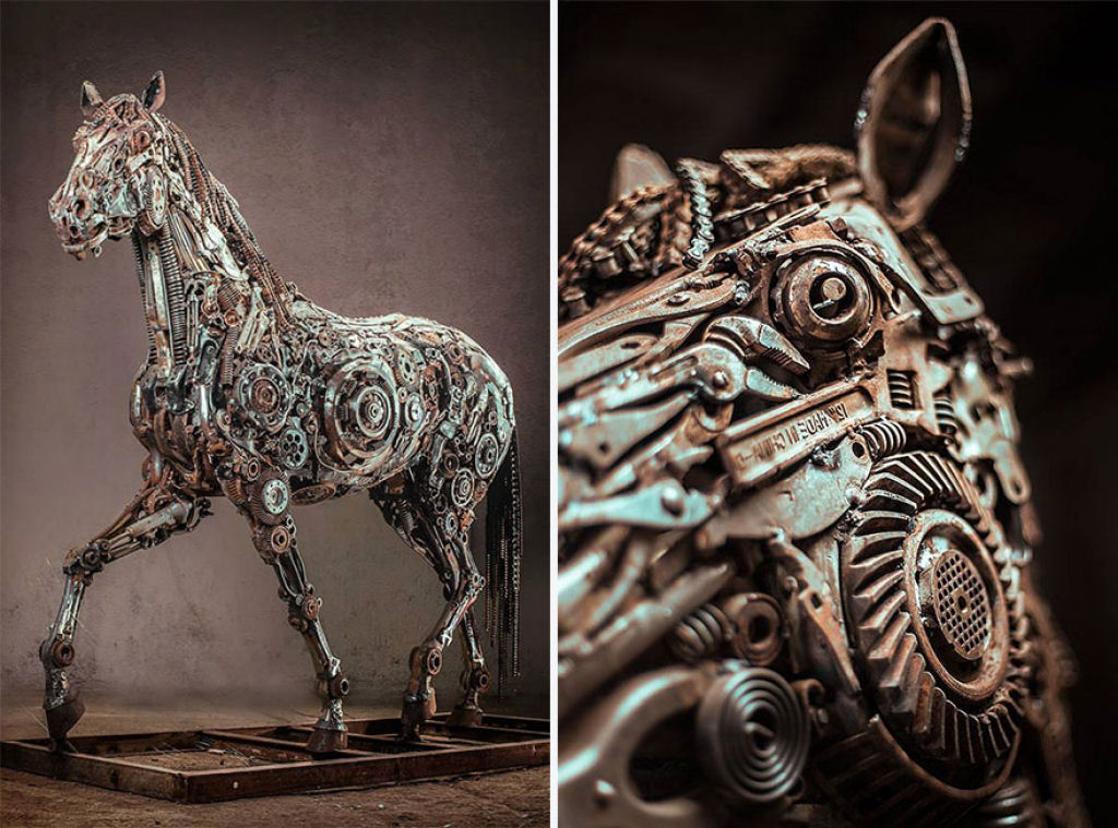 Esculturas steampunk de animais feitas com ferro velho, por Hasan Novrozi 02