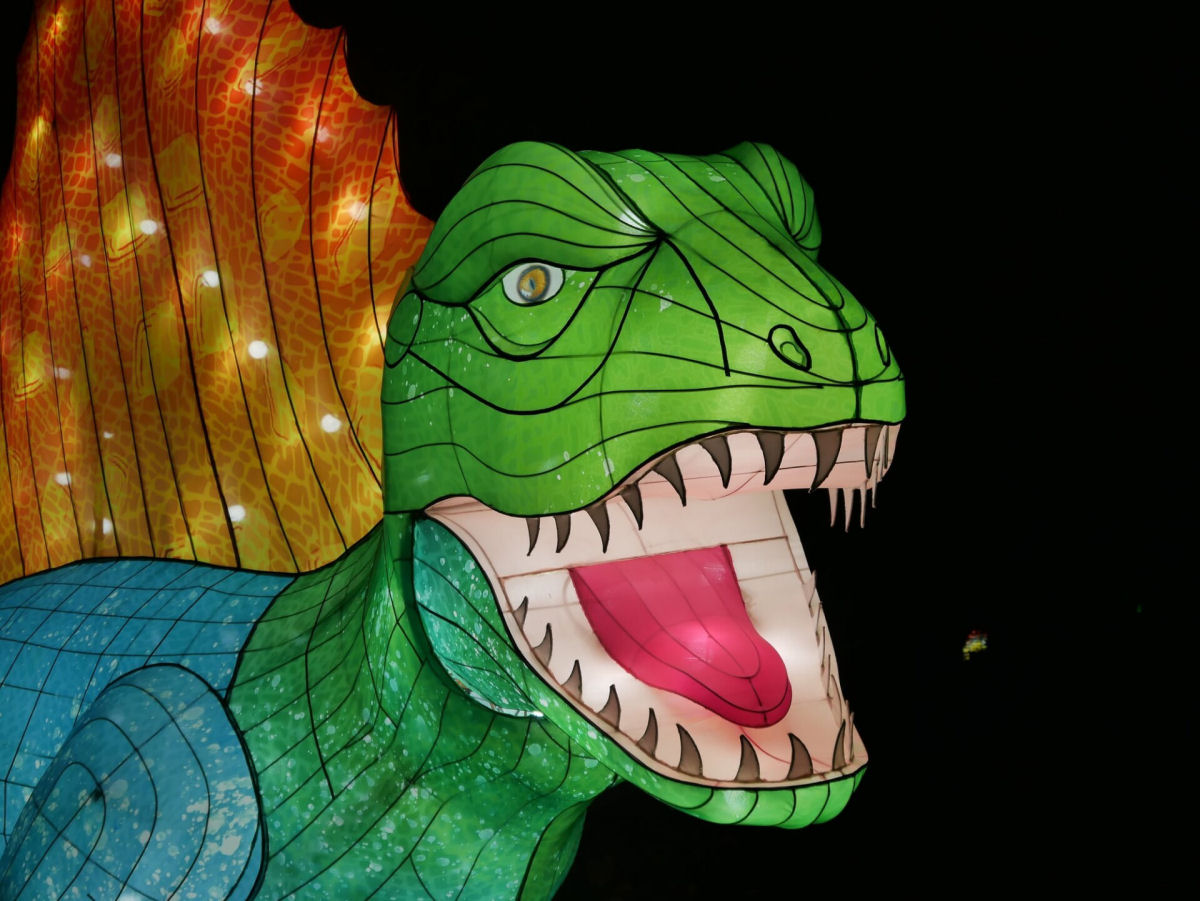Dinossauros iluminados no jardim botânico de Paris em uma jornada espetacular no tempo 04