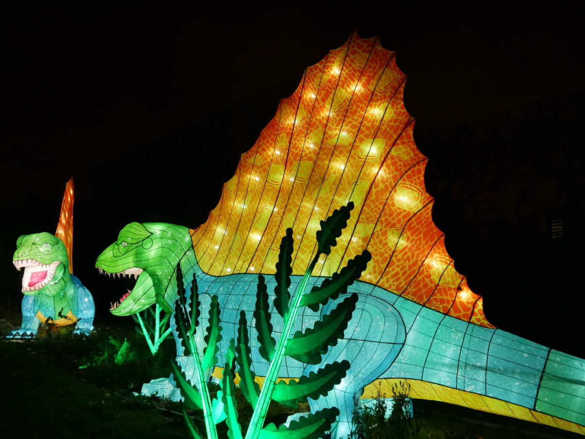 Dinossauros iluminados no jardim botânico de Paris em uma jornada espetacular no tempo 07