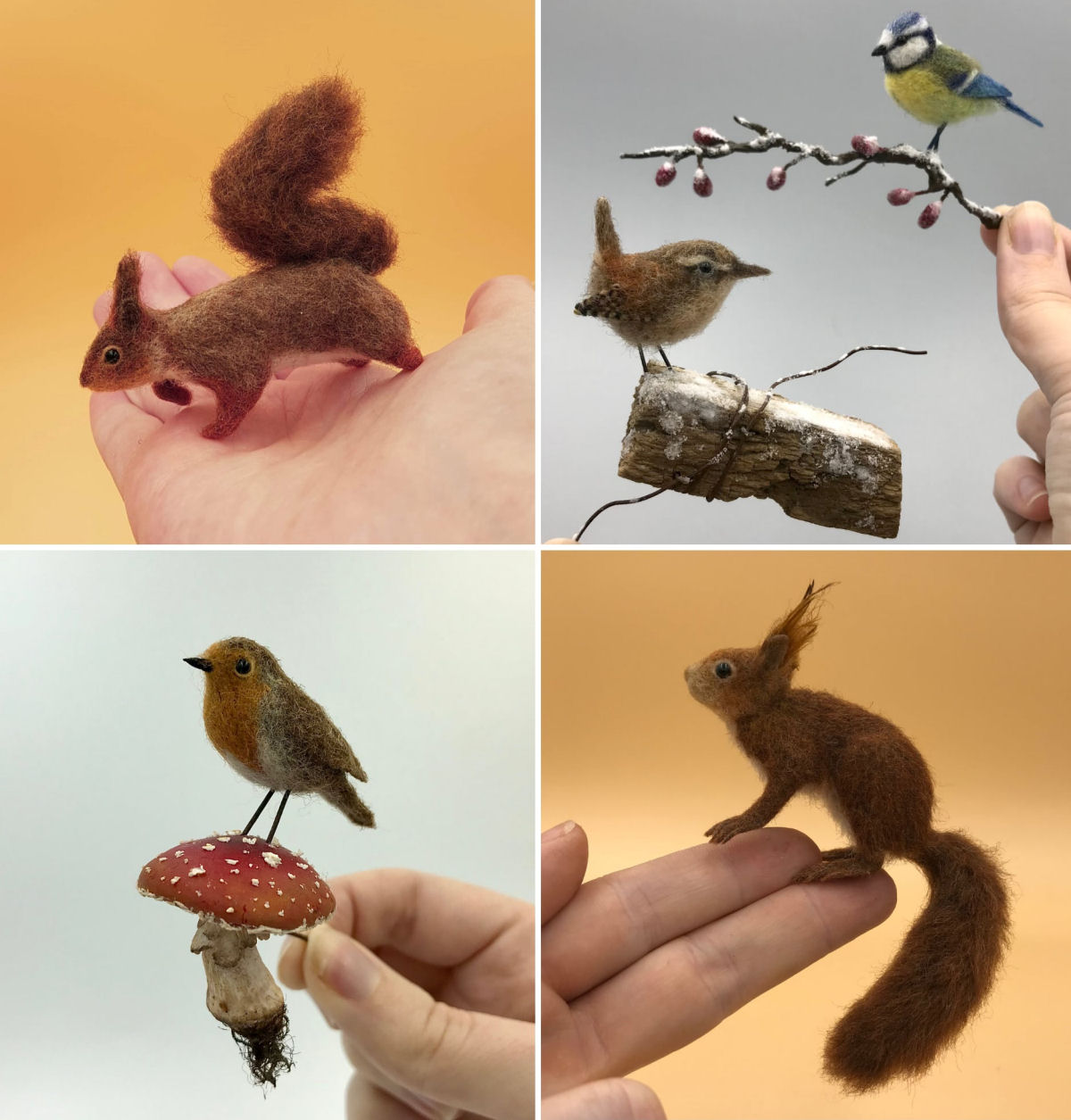 Uma fofa coleção em miniatura de animais selvagens de feltro 09