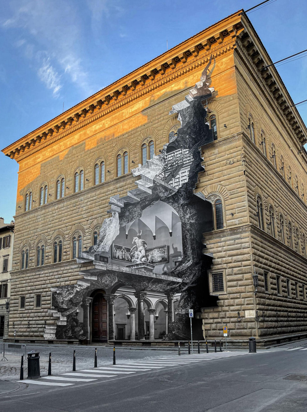 'A Ferida': artista de rua reabre um museu de Florença com uma espetacular ilusão óptica