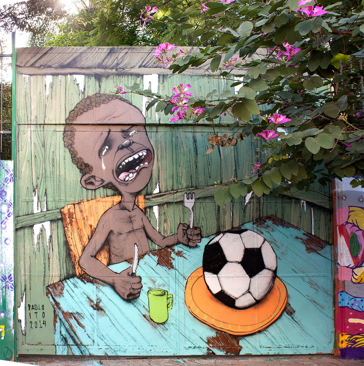 Artista urbano cria a primeira imagem viral da Copa 2014