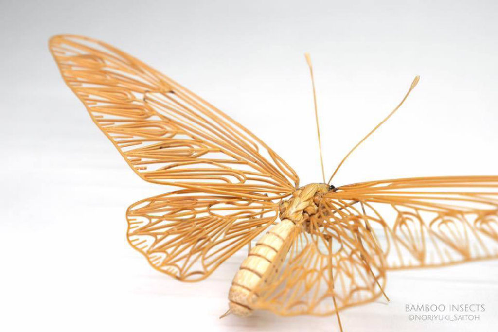 Talentoso artista japonês cria insetos de tamanho natural exclusivamente de bambu 06