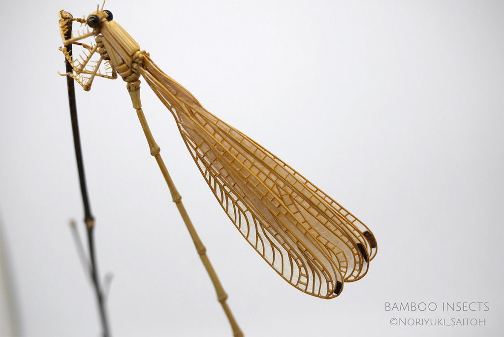 Talentoso artista japonês cria insetos de tamanho natural exclusivamente de bambu 08