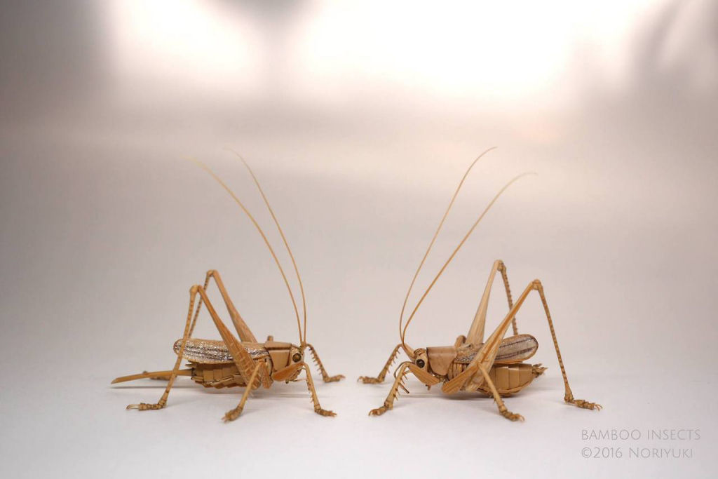 Talentoso artista japonês cria insetos de tamanho natural exclusivamente de bambu 09