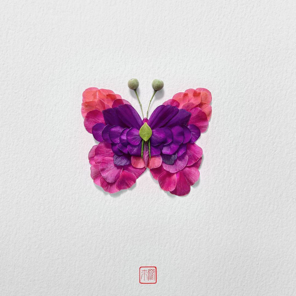 Belos arranjos de flores em forma de borboletas, mariposas e insetos exticos 04