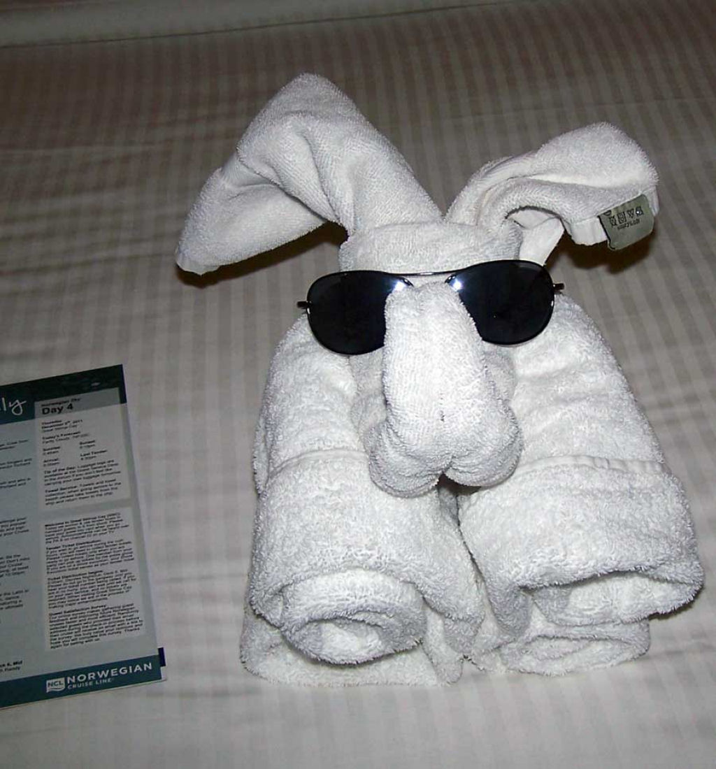 Origamis animais feitos com toalhas 19