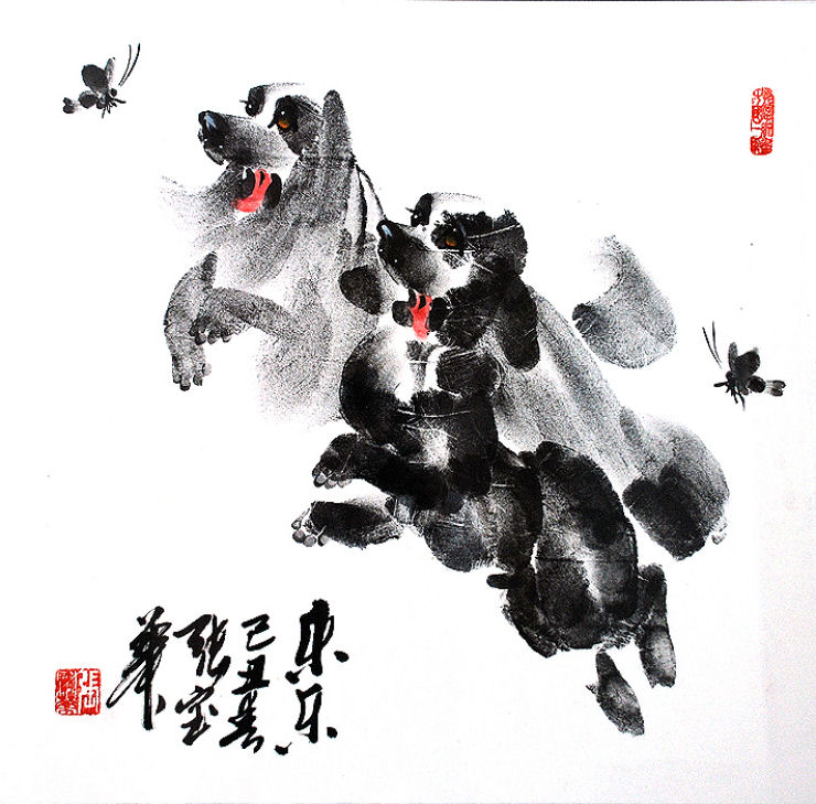 Pinturas com dedos e palma da mão por Zhang Baohua 02