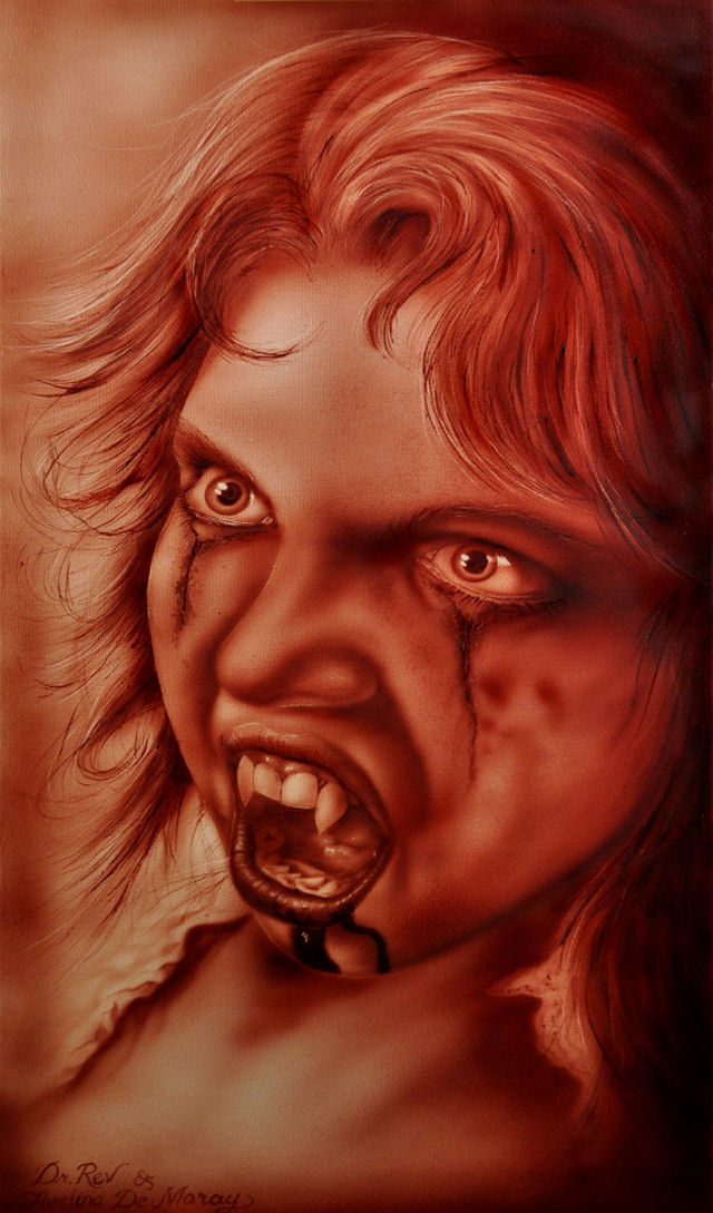 Obras assustadoras pintadas em sangue 02