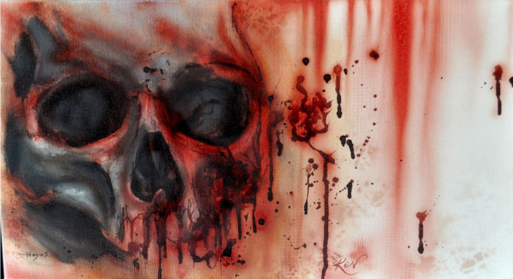 Obras assustadoras pintadas em sangue 07