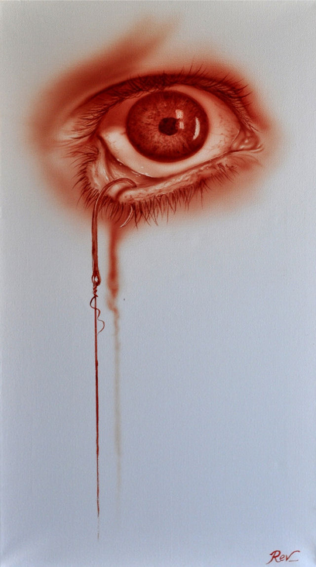 Obras assustadoras pintadas em sangue 10