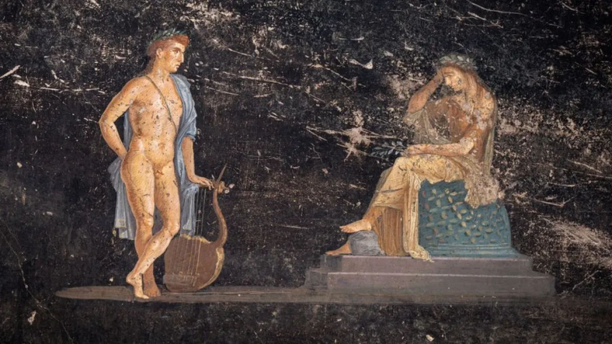 Afrescos espetaculares de Helena de Troia, Apolo e Zeus desenterrados entre as runas de Pompia