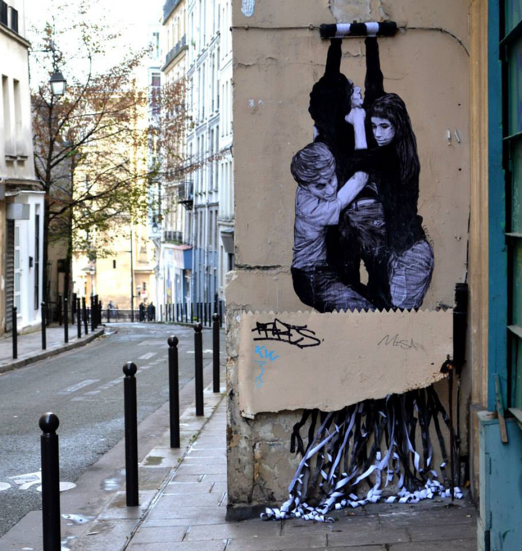 Peculiares psteres de rua que interagem com as ruas de paris 17