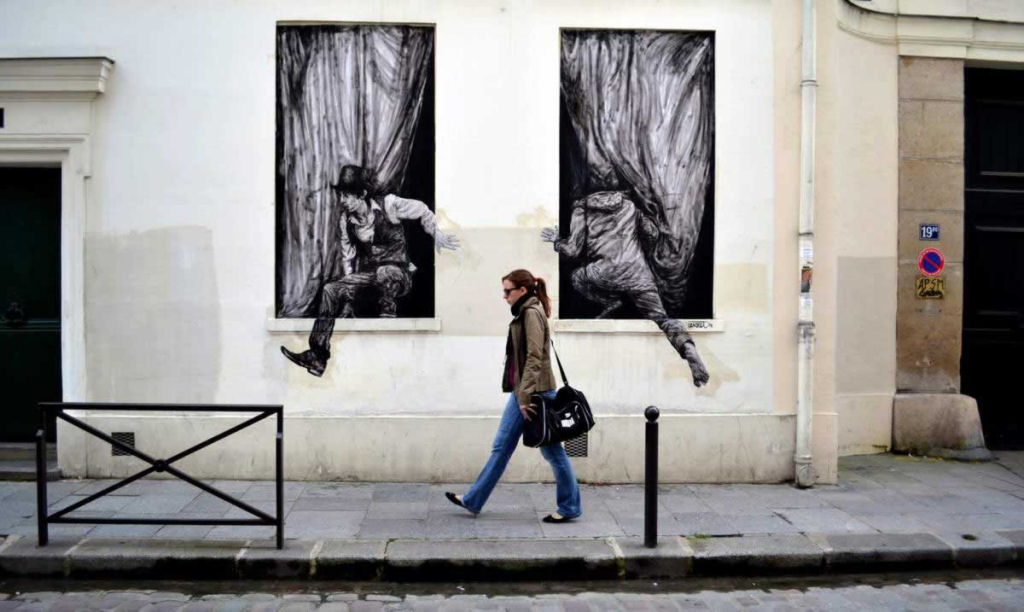 Peculiares psteres de rua que interagem com as ruas de paris 28