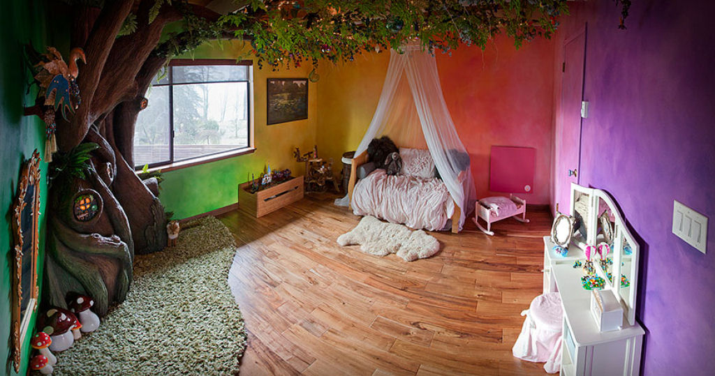 Este pai passou 18 meses transformando o quarto de sua filha em uma casa da árvore de contos 03