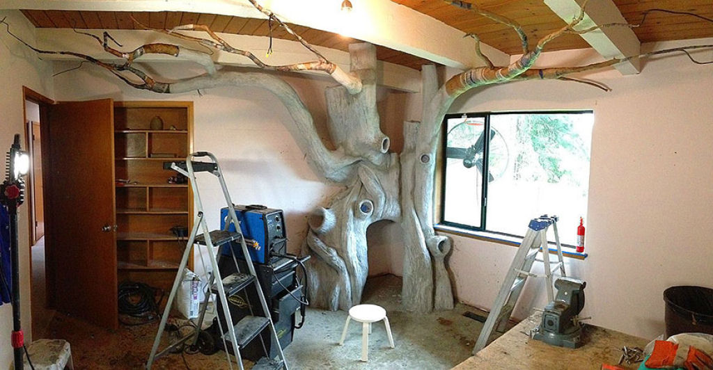 Este pai passou 18 meses transformando o quarto de sua filha em uma casa da árvore de contos 08