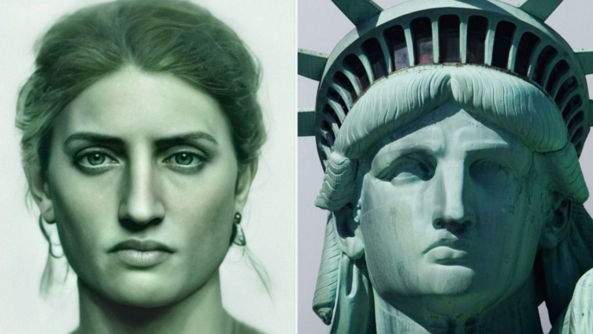 Viral do rosto que serviu de modelo para a Esttua da Liberdade  falso