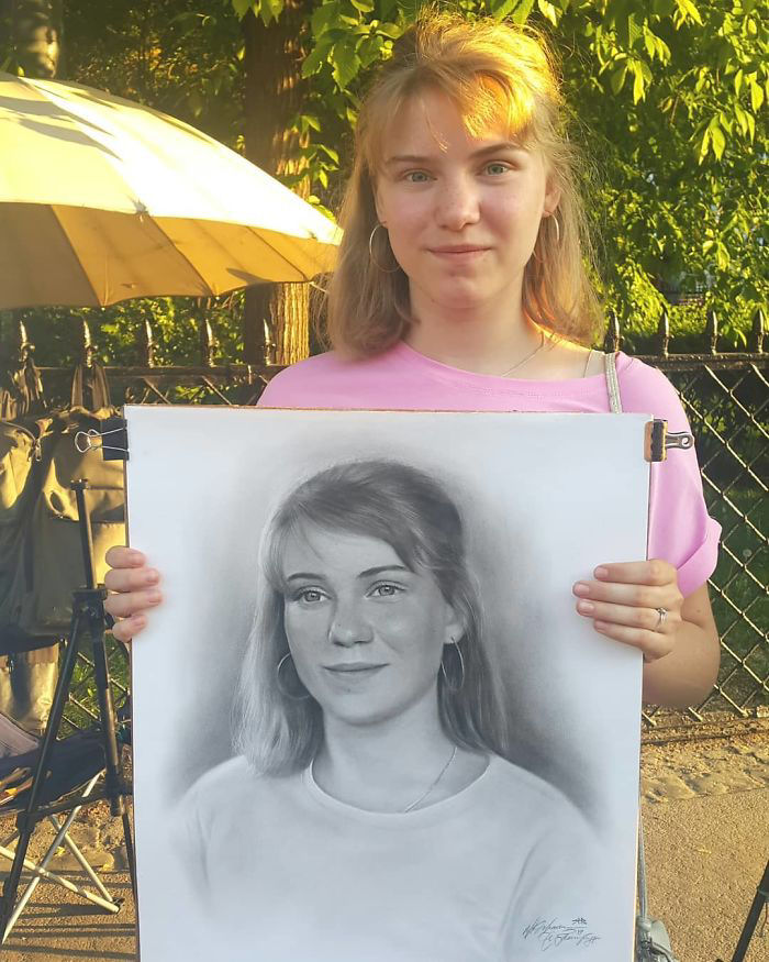 Artista de rua russo desenha incrveis retratos realistas em menos de uma hora 03