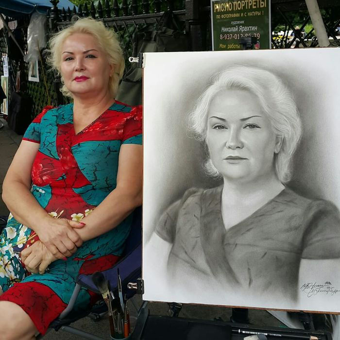 Artista de rua russo desenha incrveis retratos realistas em menos de uma hora 29