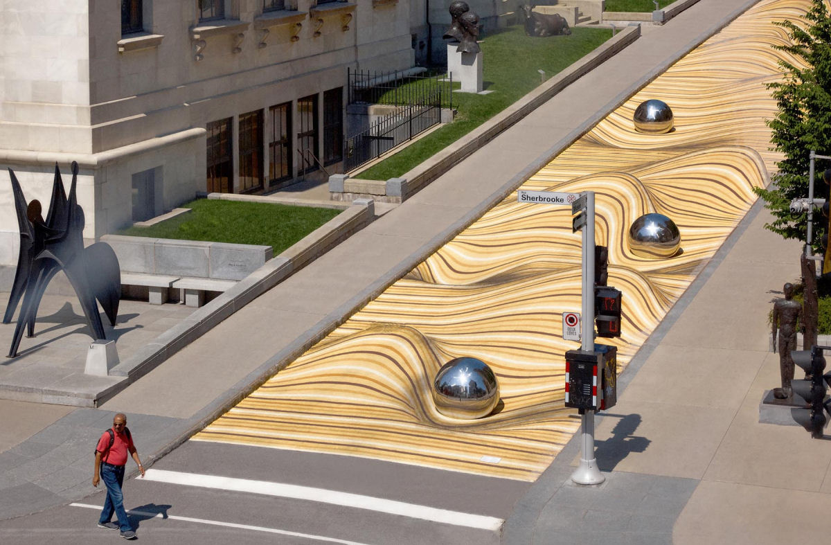 Mural de rua incrível transforma passagem de pedestres em duna gigantesca e ondulante 02