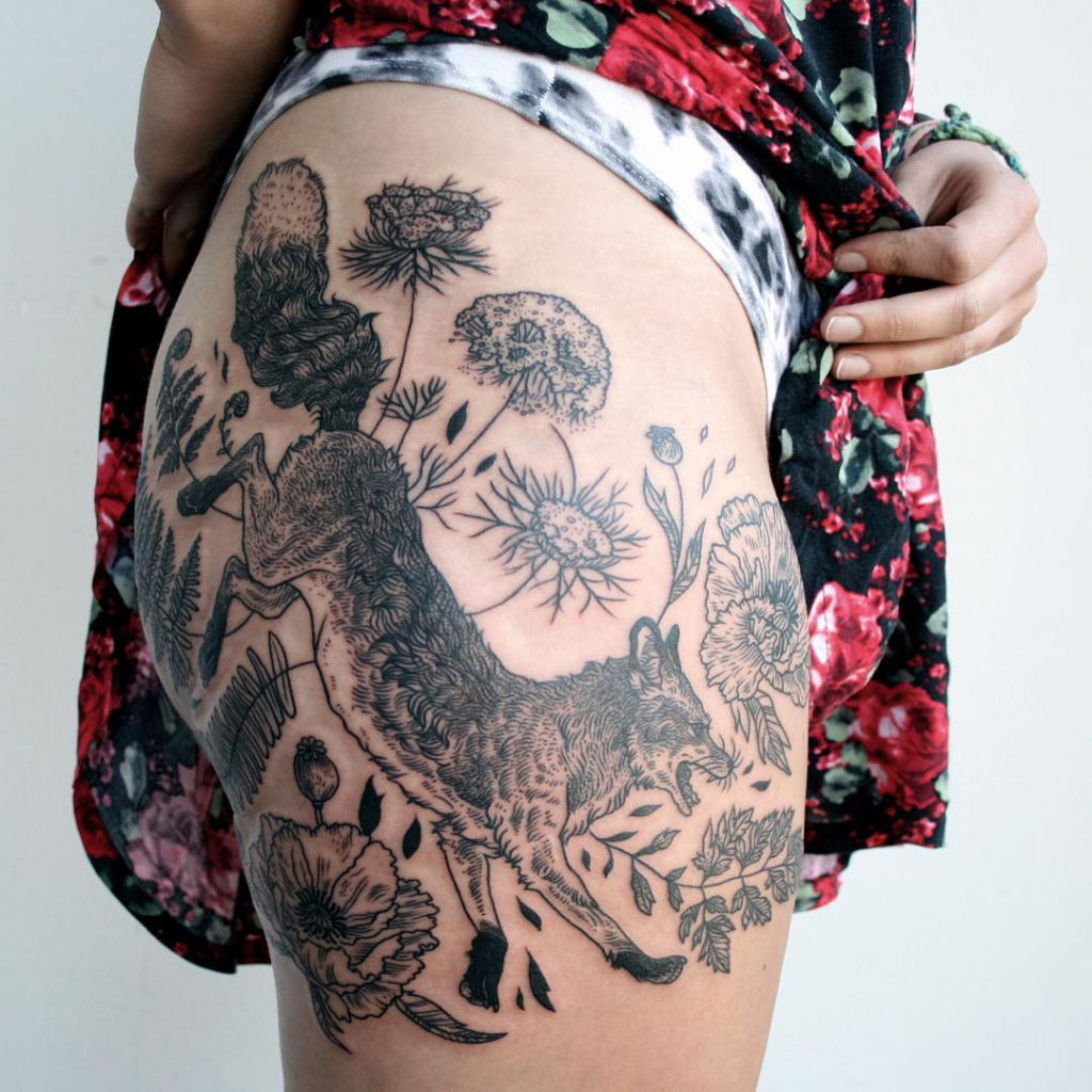 Tatuagens inspiradas na natureza combinam gravuras de estilo vintage de fauna e flora 03