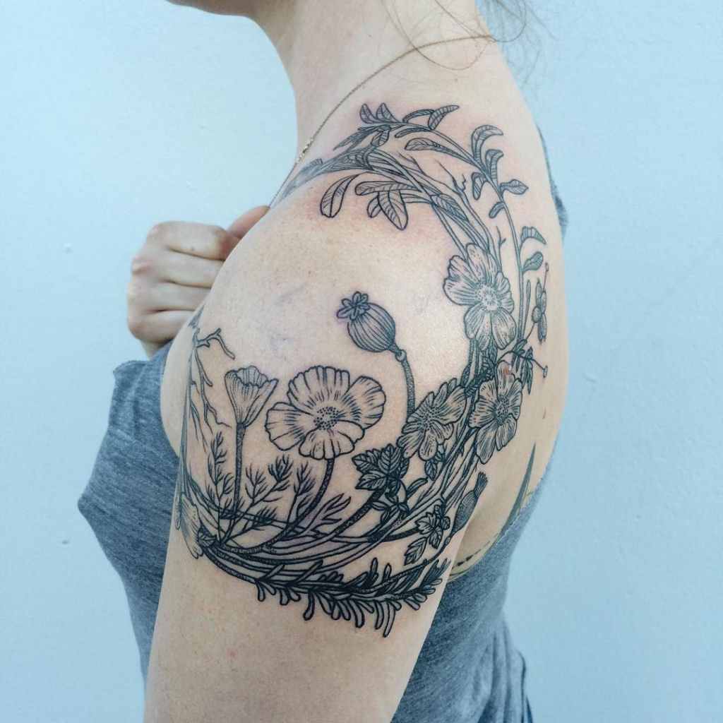 Tatuagens inspiradas na natureza combinam gravuras de estilo vintage de fauna e flora 05