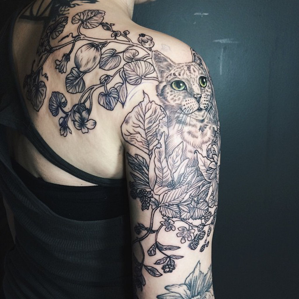 Tatuagens inspiradas na natureza combinam gravuras de estilo vintage de fauna e flora 12