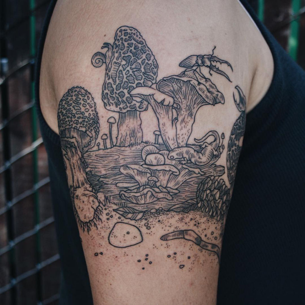 Tatuagens inspiradas na natureza combinam gravuras de estilo vintage de fauna e flora 15
