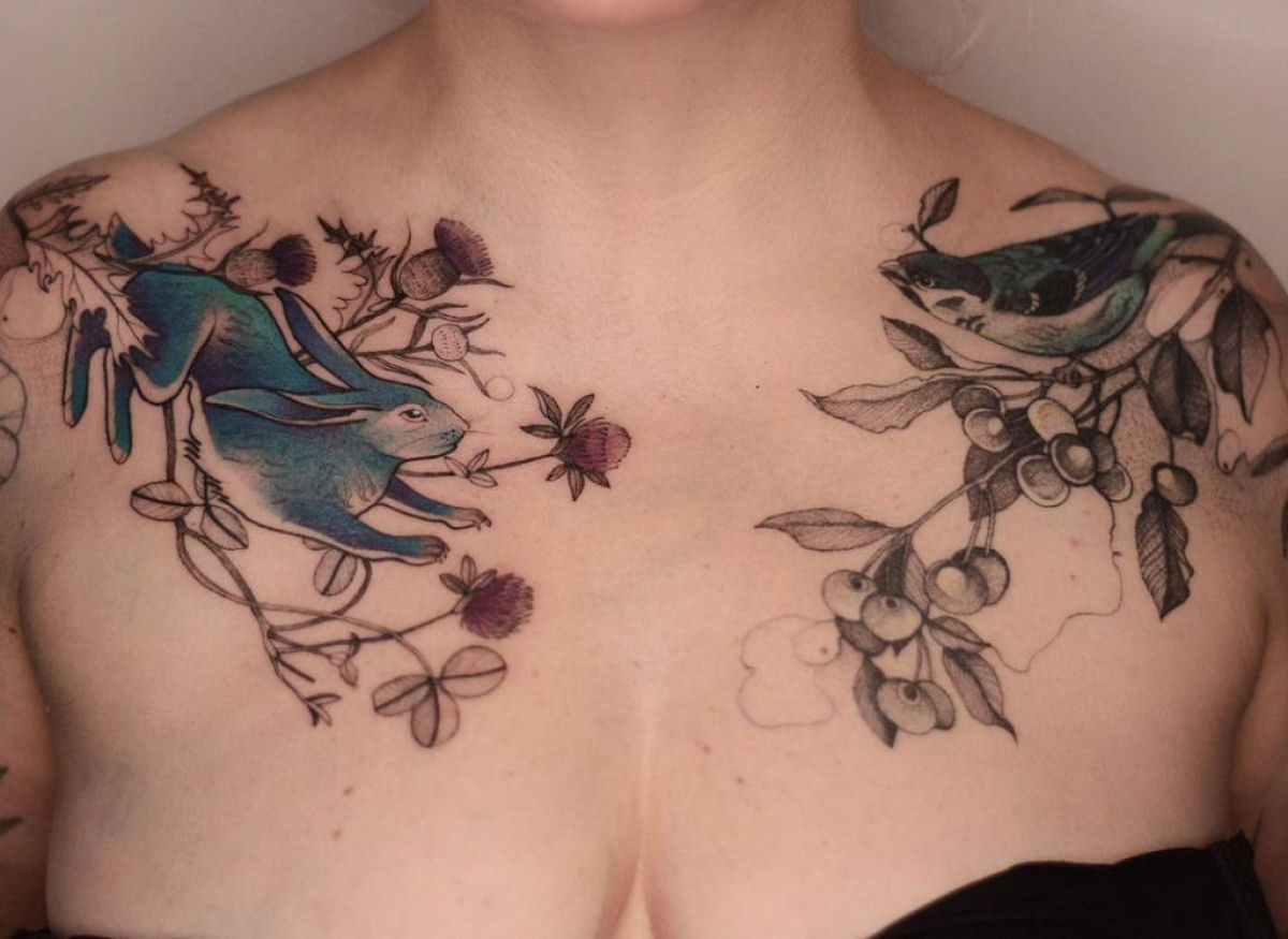 Tatuagens pontilhadas coloridas são o resultado da mescla de ilustrações extravagantes e vintage 10