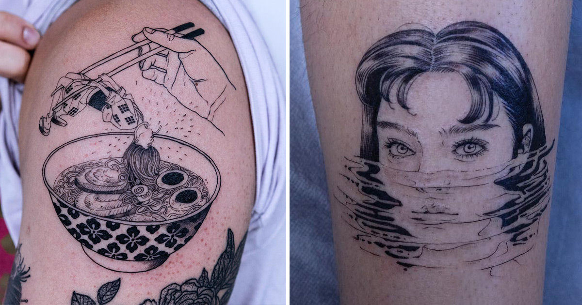 As tatuagens monocromticas deste artista coreano quase sempre tm um detalhe macabro 01