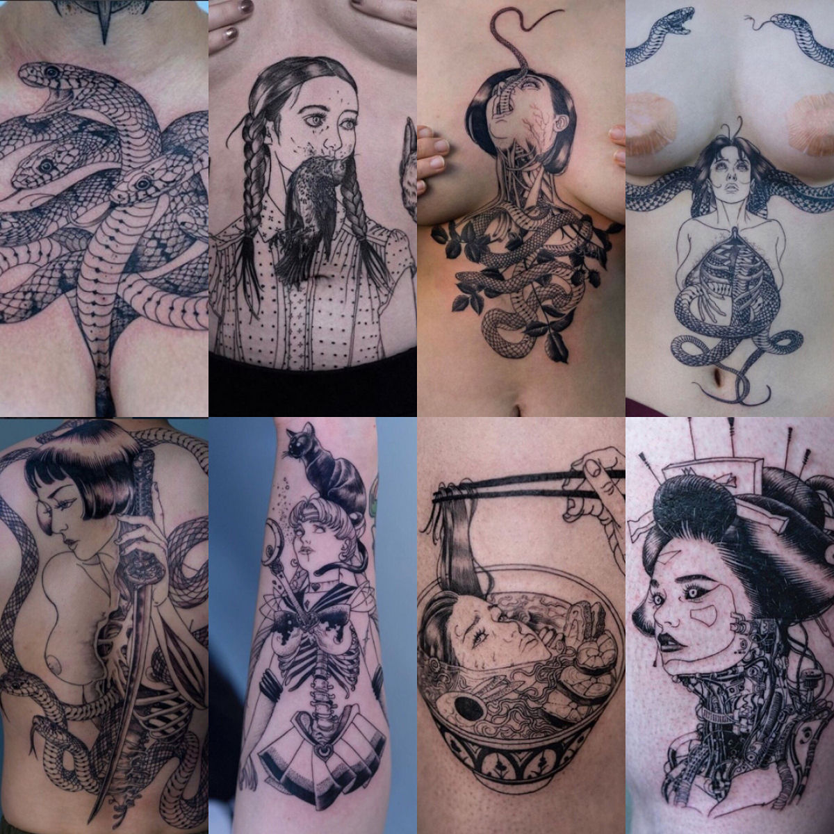 As tatuagens monocromticas deste artista coreano quase sempre tm um detalhe macabro 16