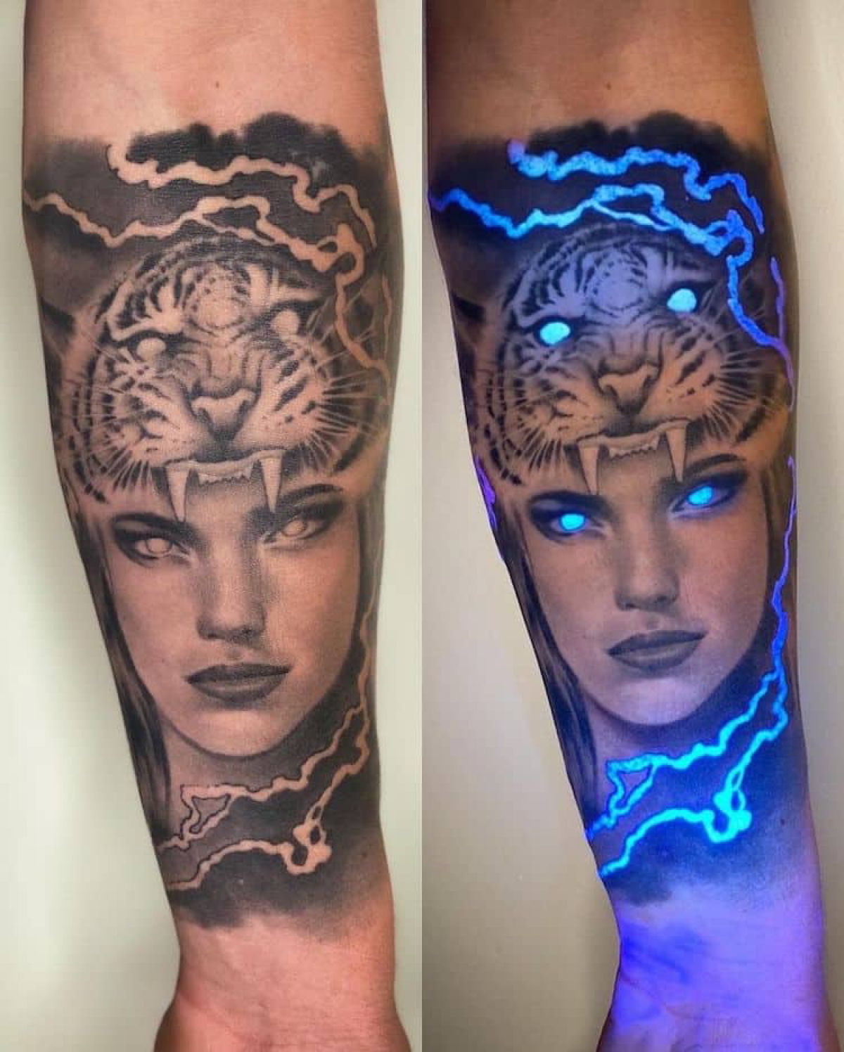 Incrveis tatuagens com tinta UV brilham sob a luz-negra 15