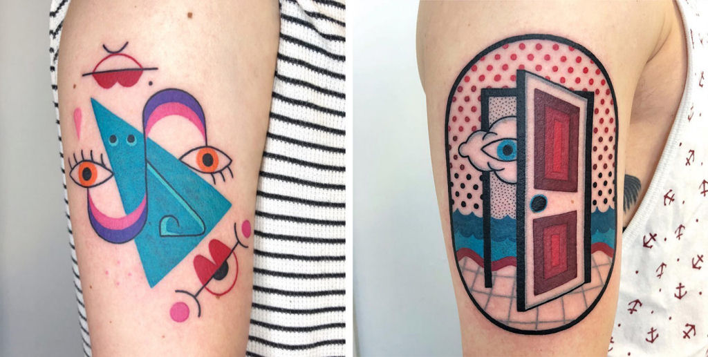 Tatuagens misturam gráficos psicodélicos com padrões amplamente coloridos inspirados nos anos 80 07