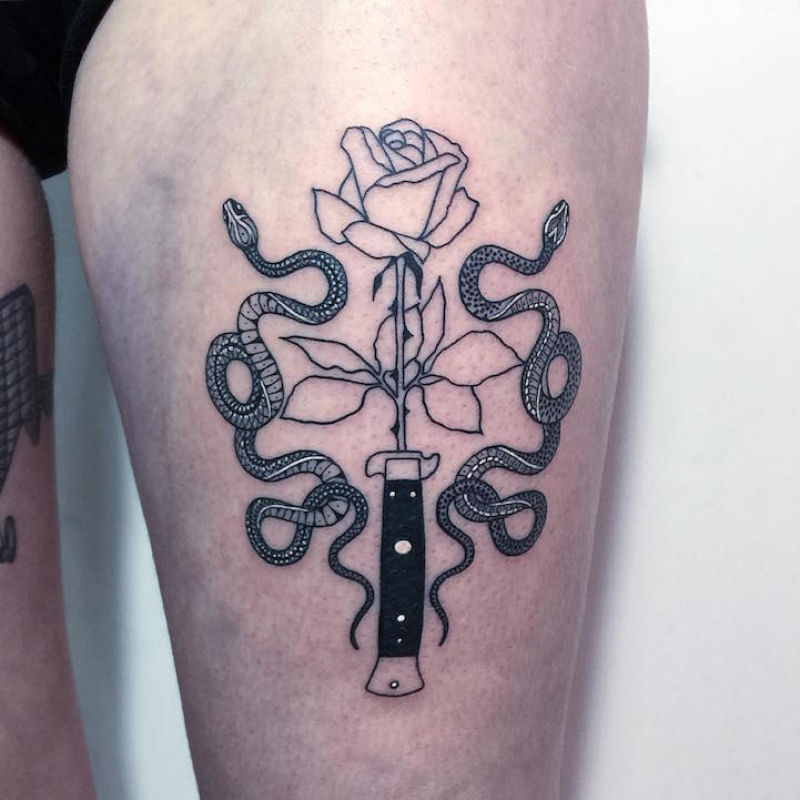 Tatuagens viperinas com tinta branca e preta, por Mirko Sata 15