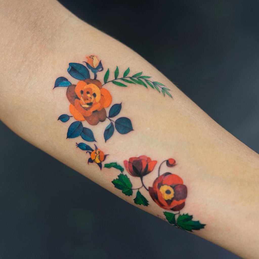 Tatuagens profusamente coloridas assemelham-se a pinturas delicadas de aquarela sobre a pele 13