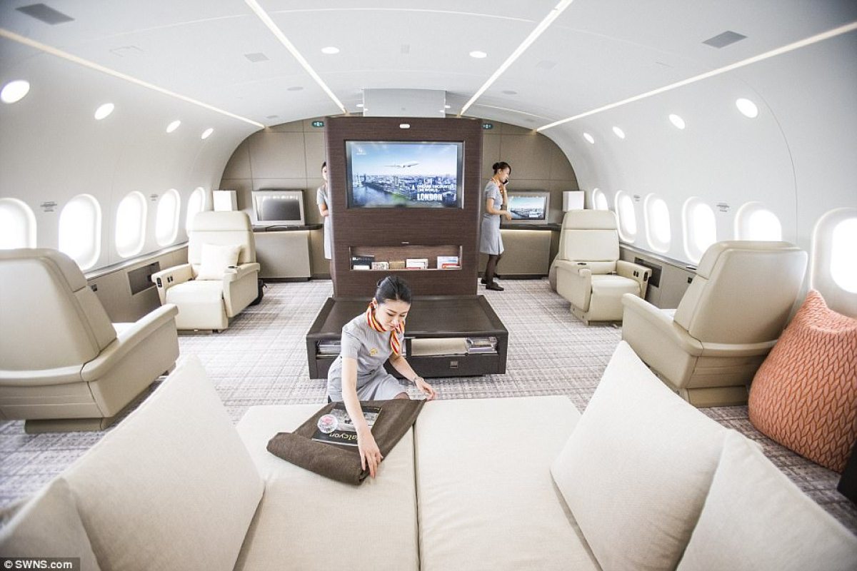 O luxuoso interior do único Boeing 787 Dreamliner particular do planeta