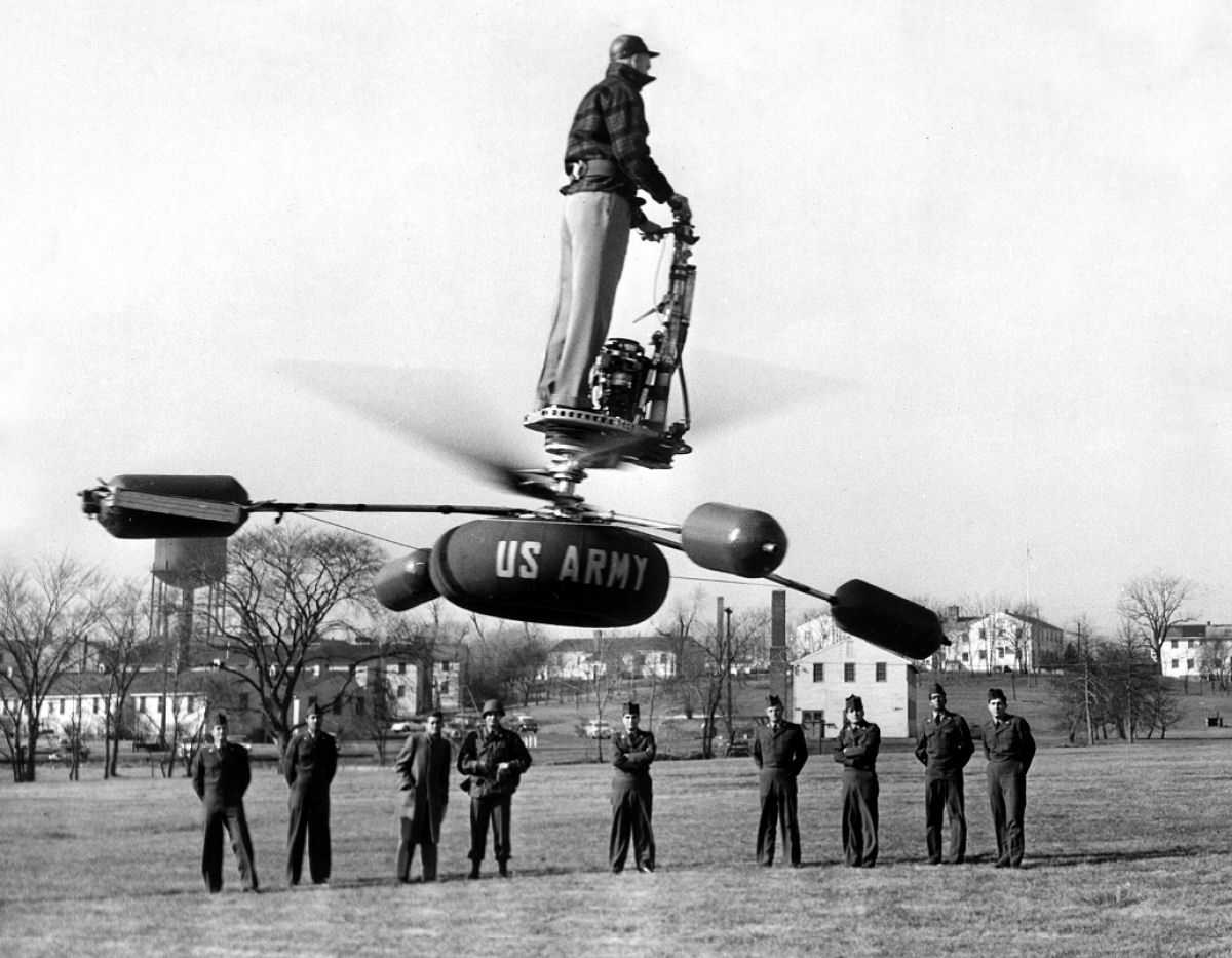O estranho e aparentemente perigoso aerociclo Lackner HZ-1, uma espcie de helicptero pessoal