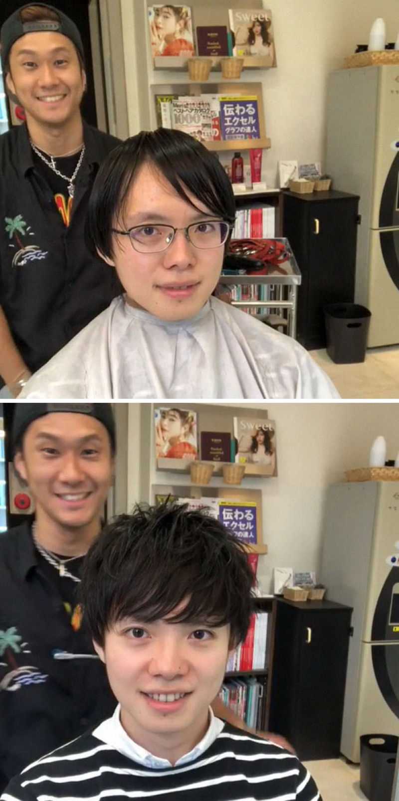 Barbeiro japons mostra a transformao proporcionada por um bom corte de cabelo 03