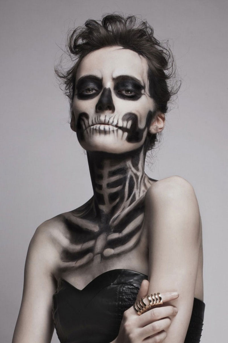 Maquiagem de esqueleto assombrosamente bela 02