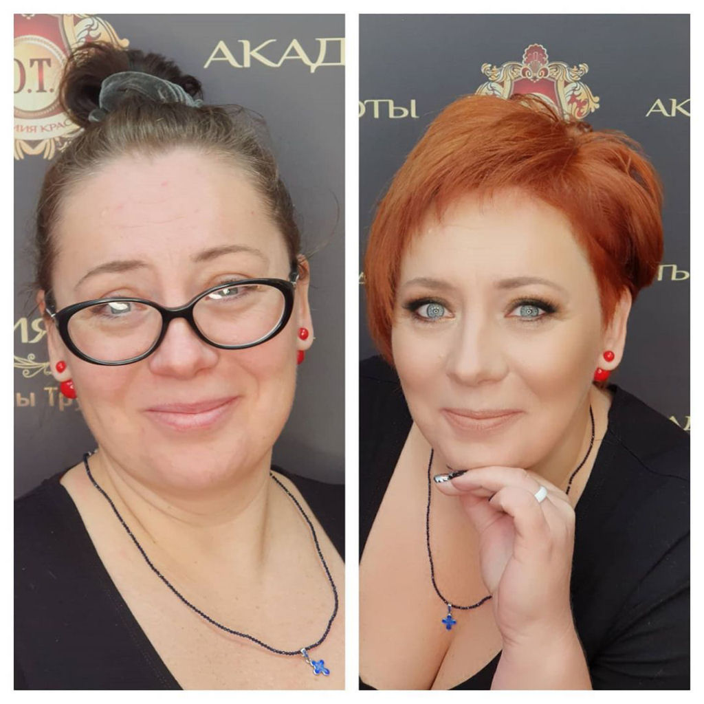 Maquiadora e cabeleireira russas transformam suas clientes indecisas usando o estilo livre 09