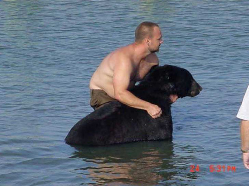 Este é macho! Homem viu um urso se afogando e não pensou duas vezes em salvá-lo 09