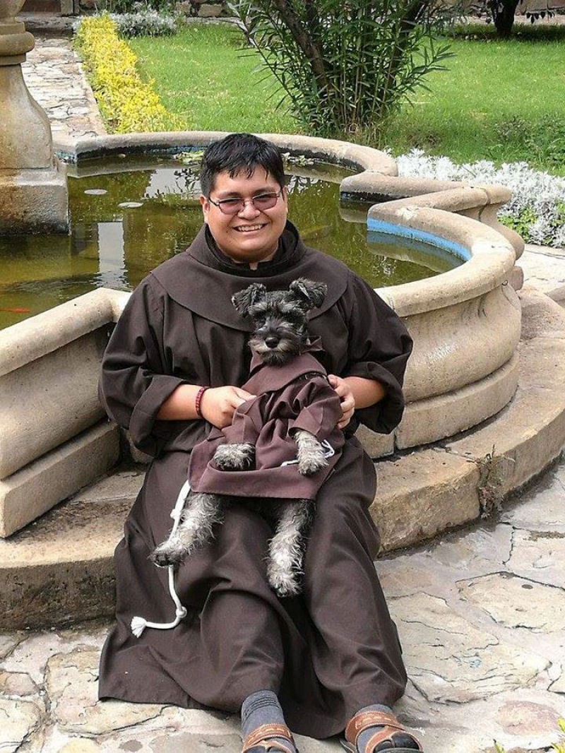 Schnauzer adotado por monges  o mais novo frei de um mosteiro franciscano 09