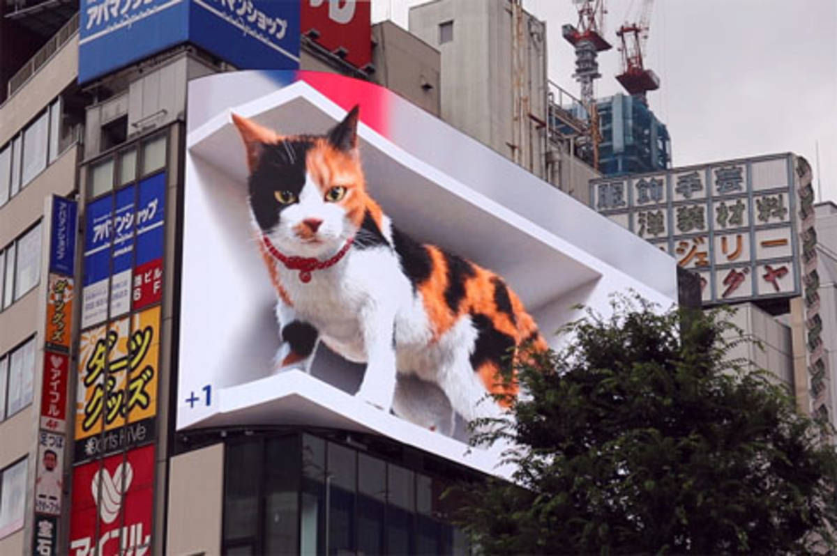 Outdoor em Tóquio está exibindo conteúdo em 3D durante um tempo limitado a cada dia