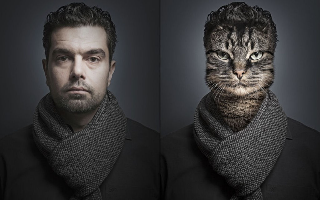 Retratos engraçados de gatos vestidos como seus humanos 10