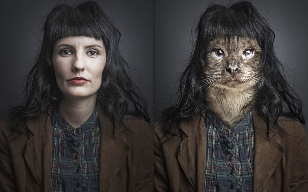 Retratos engraçados de gatos vestidos como seus humanos 14