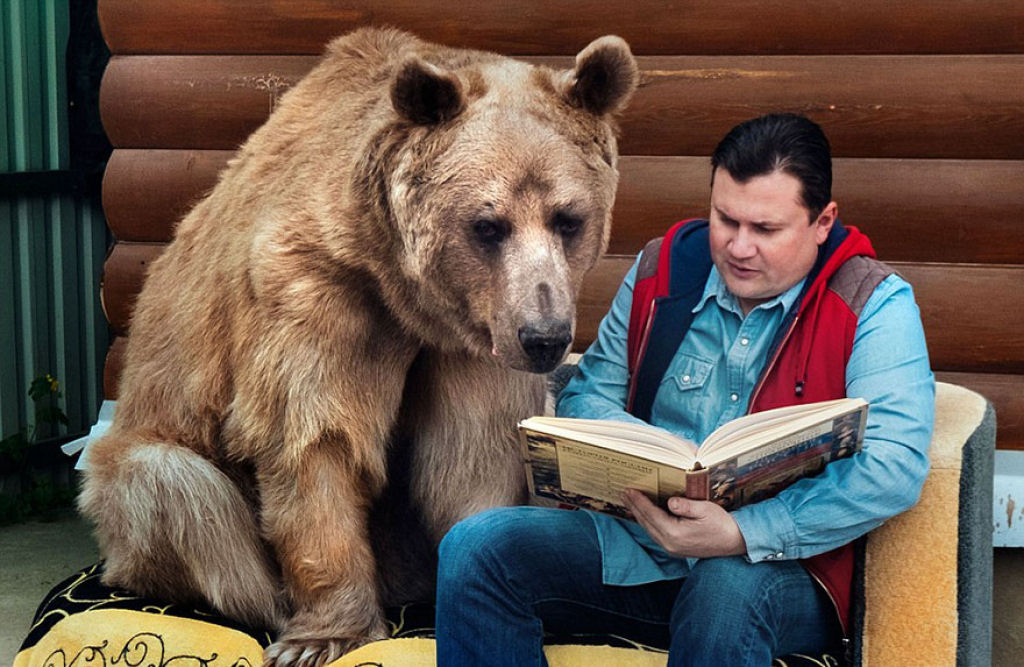 Casal russo adotou um urso rfo faz 23 anos, e eles ainda criam o menino 07