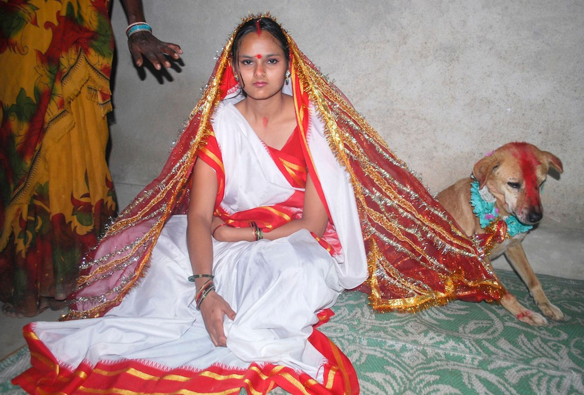 Jovem indiana se casa com um co em bizarro ritual de boa sorte 01
