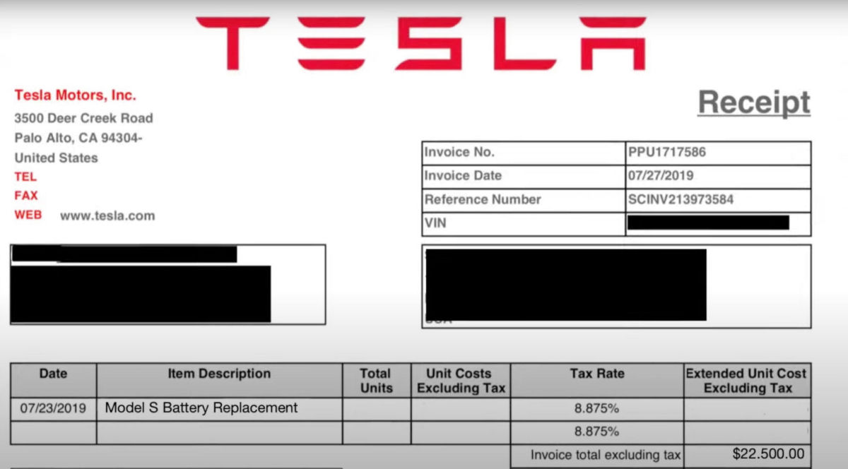 Tesla pediu a um cliente 22K dólares por uma nova bateria. Oficina consertou por 5K