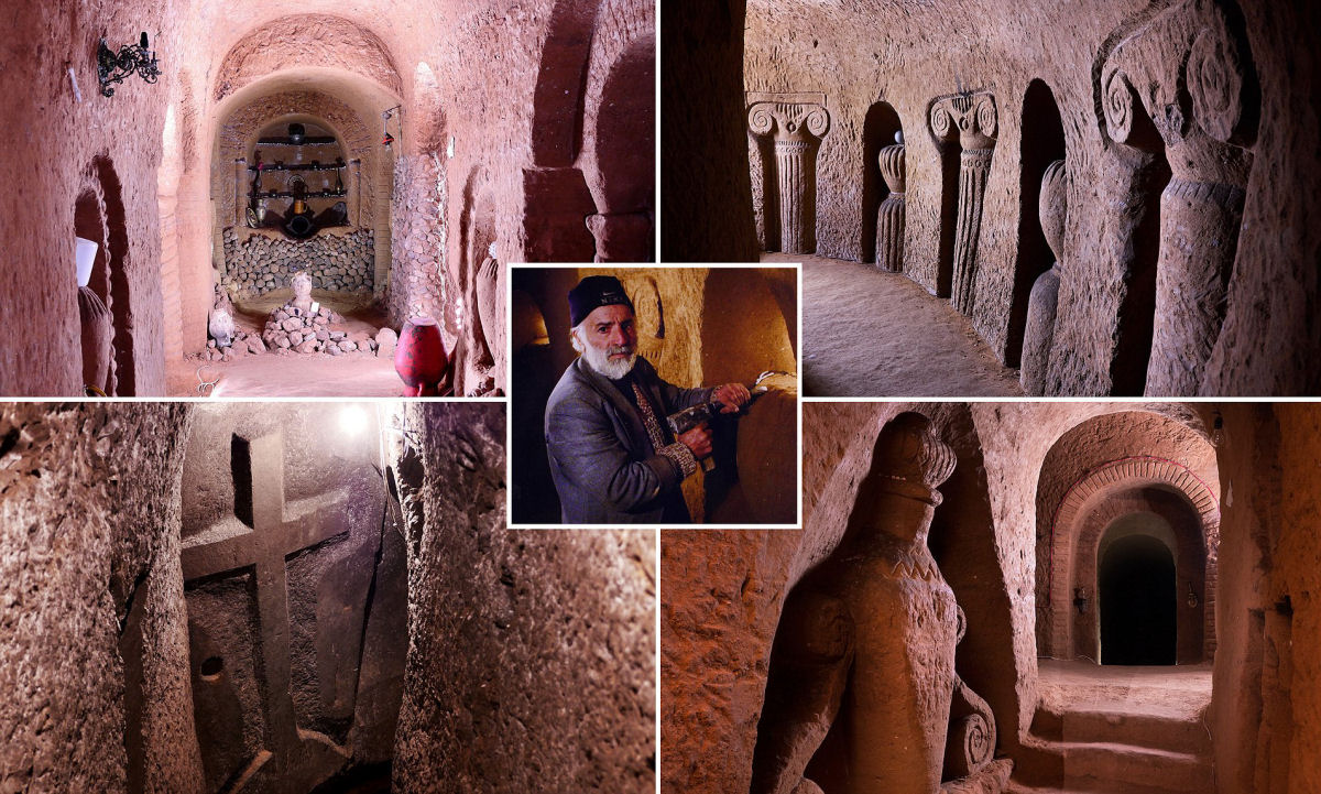 Armênio escavou durante 23 anos uma gruta de 280 m² com apenas cinzel e martelo