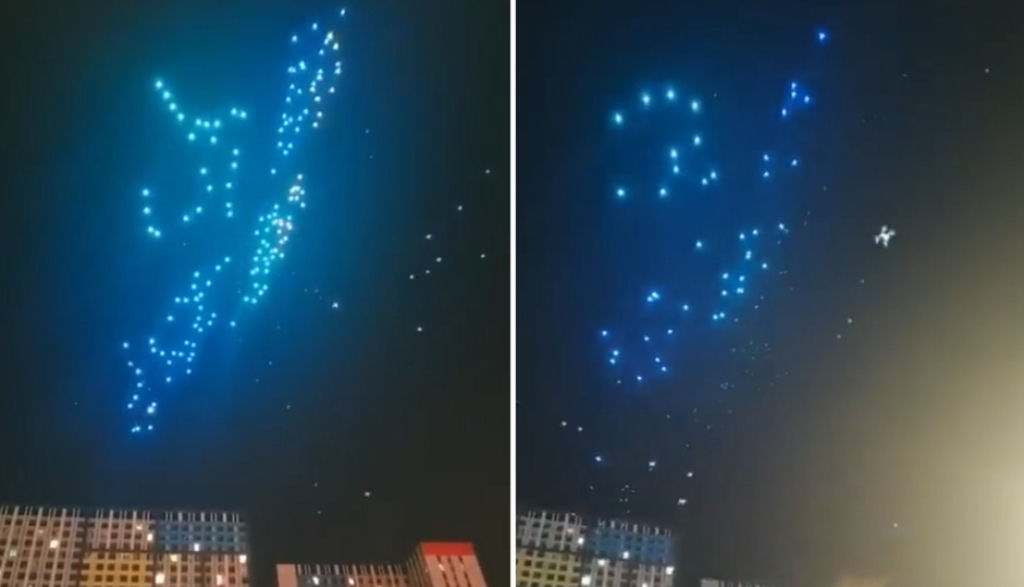 Durante um espetáculo de luzes na China começou a 'chover' drones